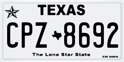 TX license plate CPZ8692
