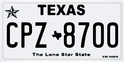 TX license plate CPZ8700