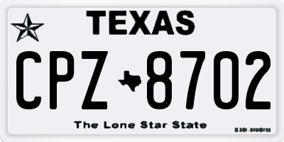 TX license plate CPZ8702