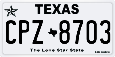 TX license plate CPZ8703