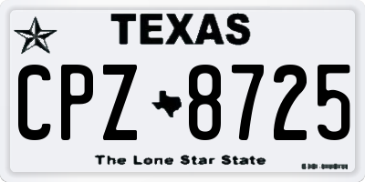 TX license plate CPZ8725