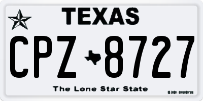TX license plate CPZ8727