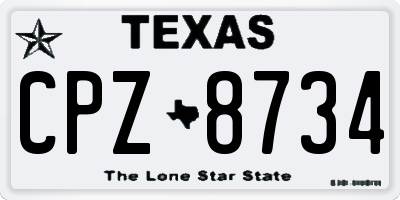TX license plate CPZ8734