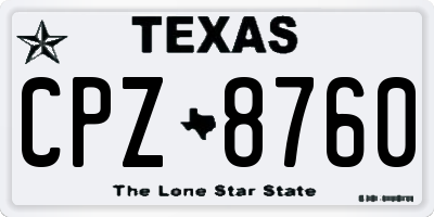 TX license plate CPZ8760