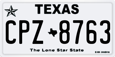 TX license plate CPZ8763