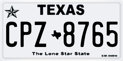 TX license plate CPZ8765