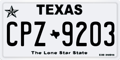 TX license plate CPZ9203