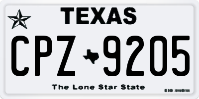 TX license plate CPZ9205