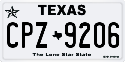 TX license plate CPZ9206
