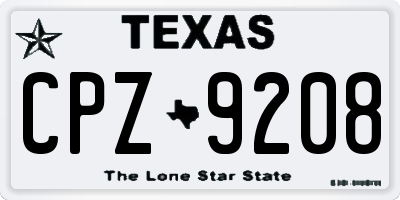 TX license plate CPZ9208