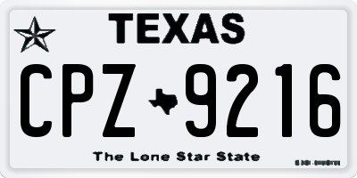 TX license plate CPZ9216