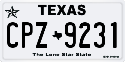 TX license plate CPZ9231