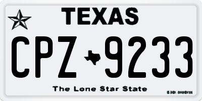 TX license plate CPZ9233