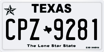 TX license plate CPZ9281
