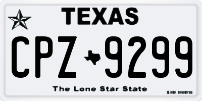 TX license plate CPZ9299