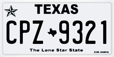 TX license plate CPZ9321
