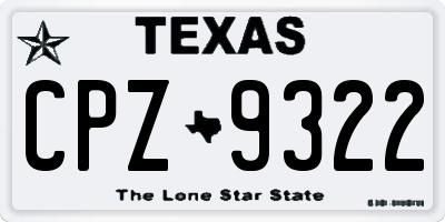 TX license plate CPZ9322