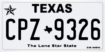 TX license plate CPZ9326