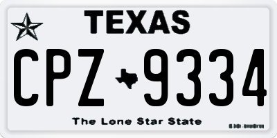 TX license plate CPZ9334