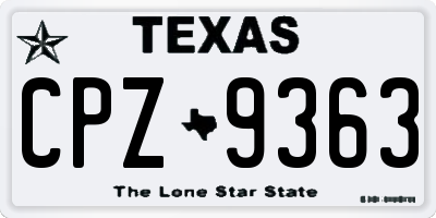TX license plate CPZ9363