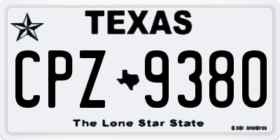 TX license plate CPZ9380