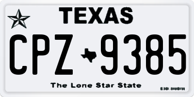 TX license plate CPZ9385