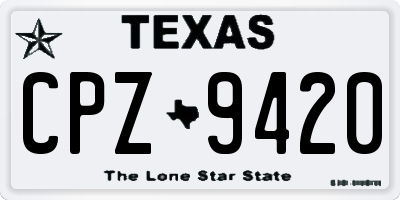 TX license plate CPZ9420