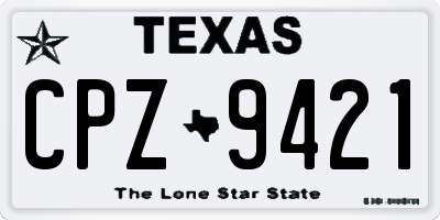 TX license plate CPZ9421