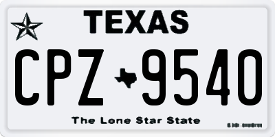 TX license plate CPZ9540