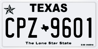 TX license plate CPZ9601