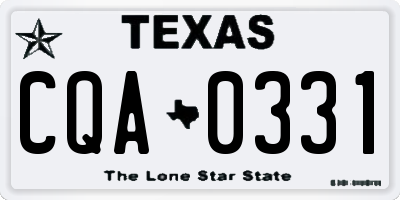 TX license plate CQA0331
