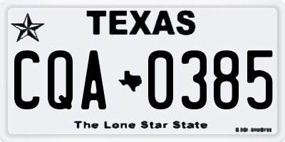 TX license plate CQA0385