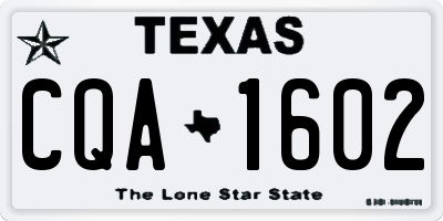 TX license plate CQA1602