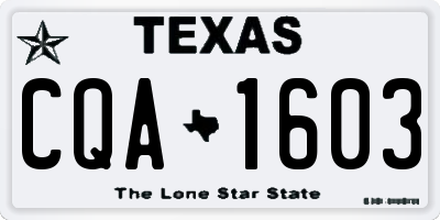 TX license plate CQA1603