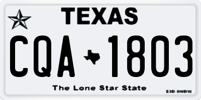TX license plate CQA1803