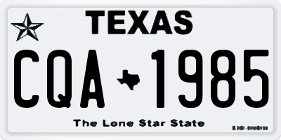 TX license plate CQA1985