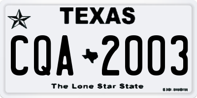 TX license plate CQA2003