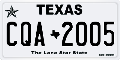 TX license plate CQA2005