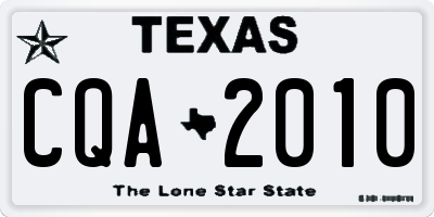 TX license plate CQA2010