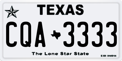 TX license plate CQA3333