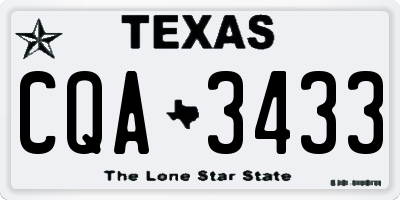TX license plate CQA3433