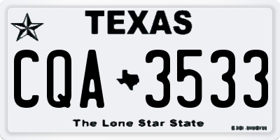 TX license plate CQA3533