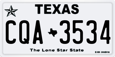 TX license plate CQA3534