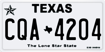 TX license plate CQA4204