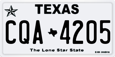 TX license plate CQA4205