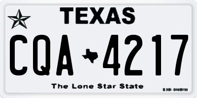 TX license plate CQA4217