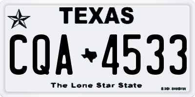 TX license plate CQA4533