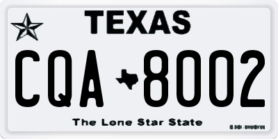 TX license plate CQA8002