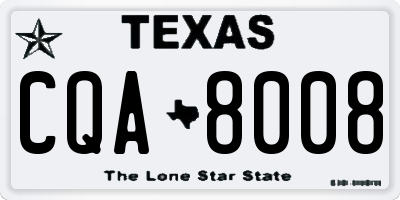 TX license plate CQA8008