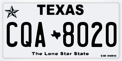 TX license plate CQA8020